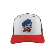 Load image into Gallery viewer, Paperboy Snapback - White / Navy / Red