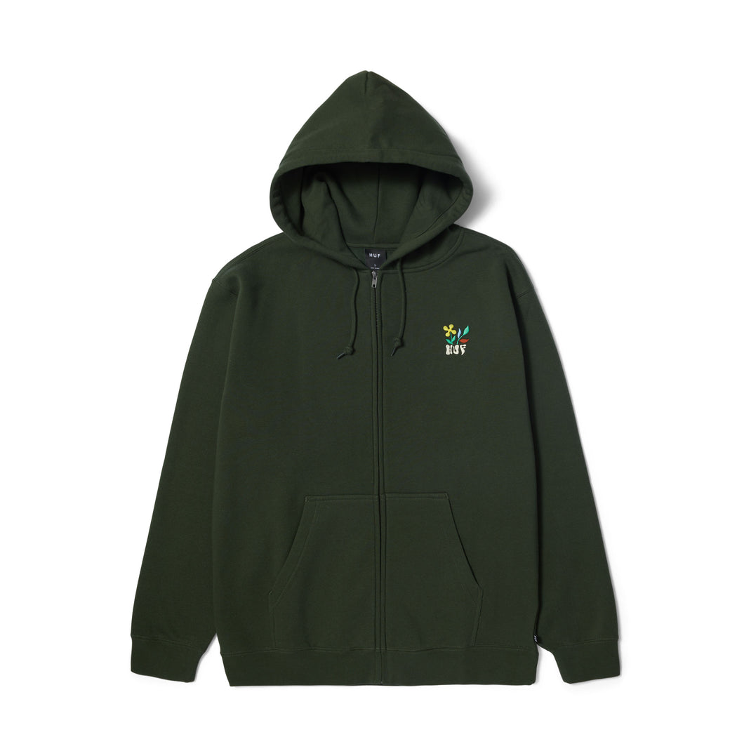 HUF - Flower Zip Hoodie - Hunter Green